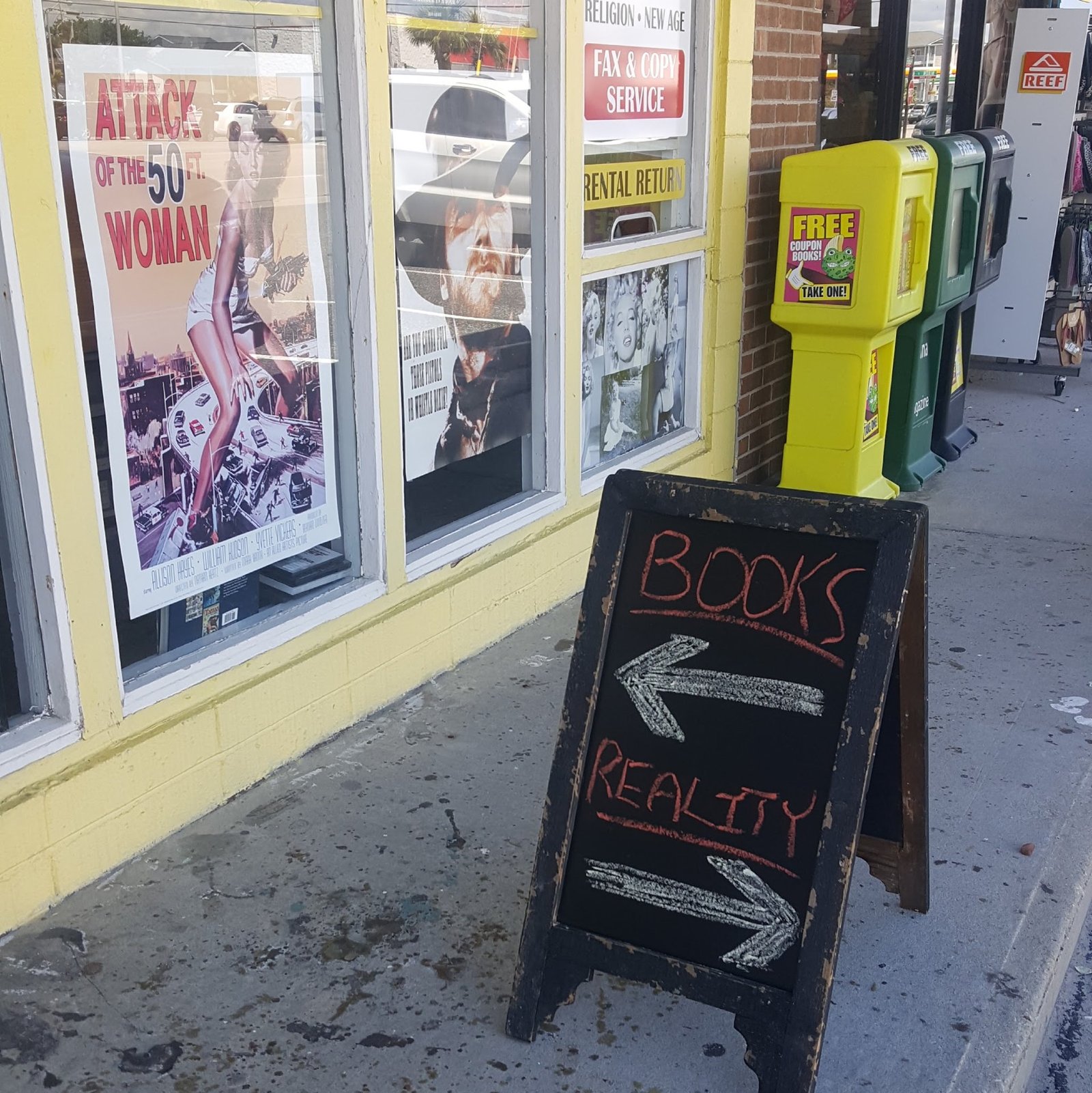 Sidewalk A-frame: BOOKS → REALLY?